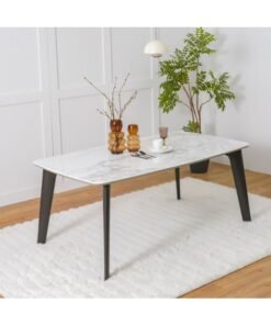 DANUBE HOME Almanza 8 Seater Dining Table Kitchen Table With Solid Wooden Legs For Kitchen Dining Room Living Room- Marble / Dark brown
