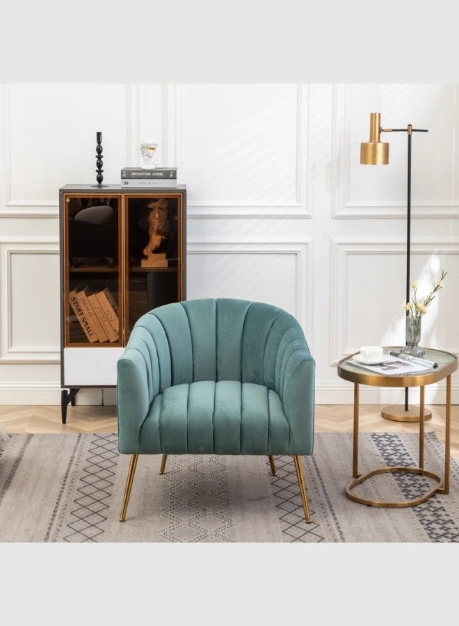 ALWASIT HOME Demetrius Single Seater Sofa Luxurious Design With Premium Fabric Best For Living Room For Hotel Velvet Fabric - Turquoise