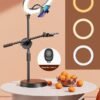 DUNISO Selfie Ring Light with Extendable Desk Stand and 2 Phone Holder, Dimmable LED Beauty Camera Ring light with Bluetooth Remote Control for Makeup, Photo Selfie, Video Recording, Live Streaming, Cooking Filming