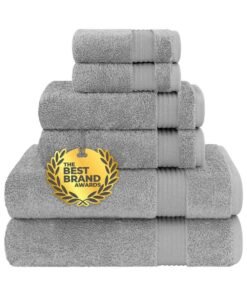 Safi Plus Towel Set Luxury Hotel Quality 500 GSM Genuine Combed Cotton, Super Soft & Absorbent Family Bath Towels 6 Piece Set -  2 Bath Towels, 2 Hand Towels, 2 Washcloths - Light Grey