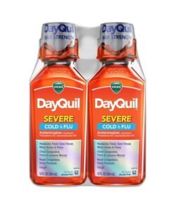 Vicks DayQuil Severe Cold & Flu Liquid Medicine, Daytime Relief for Headache, Fever, Sore Throat, Minor Aches & Pains, Chest Congestion, Stuffy Nose, Nasal Congestion, Sinus Pressure, & Cough, 2x12oz