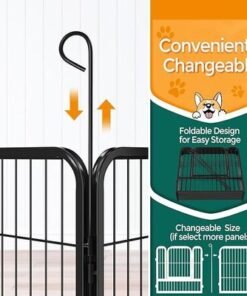 Dog Playpen Indoor Outdoor, Metal Pet Exercise Fence, Multiple Configurable Shapes, Heavy Duty Pen for Dogs (Black, 80x100cm, 6)