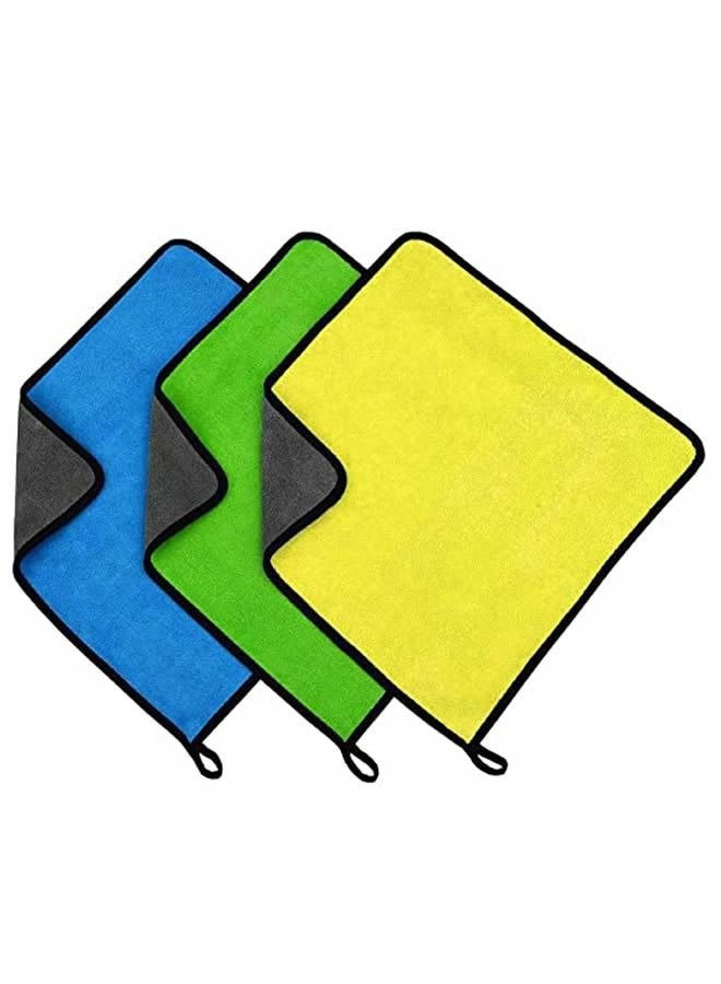 3-Piece Car Soft Microfiber Absorbent Wash Cleaning Polish Cloth Small 30 x 40 cm
