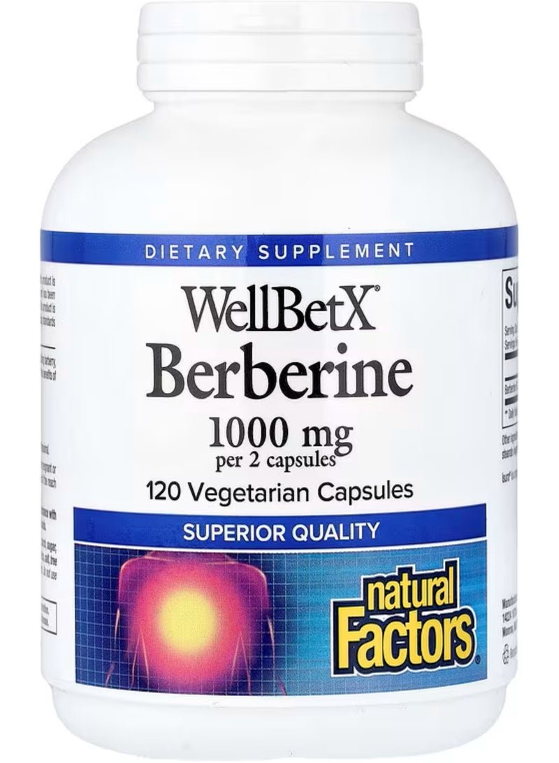 natural Factors WellBetX, Berberine, 120 V Capsules