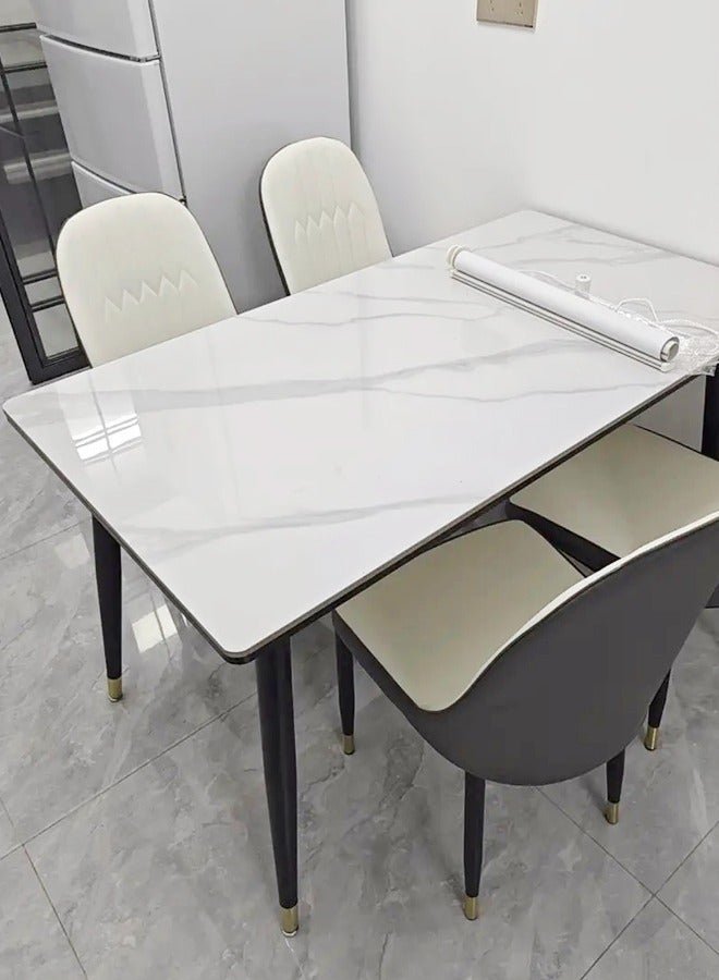 fashionhome Modern Multipurpose Industrial Standard Rectangle Sintered Artificial Stone Rock Plate Tabletop Dining Table and 4 Concave Curve Chair Set for Kitchen Restroom 120 x 60 x 75 and 40 x 42 x 86 Centimeter - Image 2