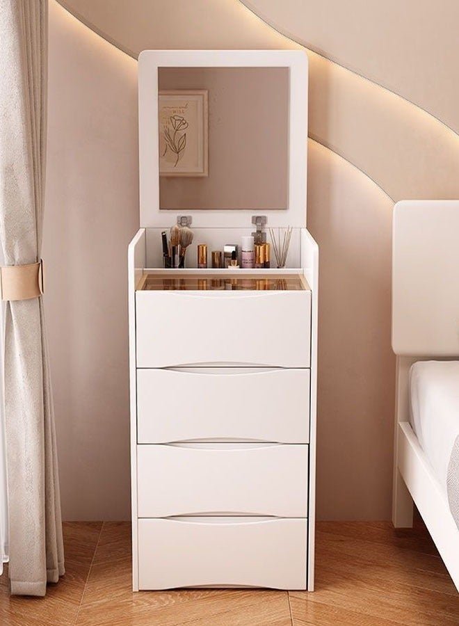 fashionhome Multifunctional Makeup Dressing Table Drawers Make Up Organizer Storage Cabinet Makeup Table Set with Touch Light Vanity Mirror and Cushioned Stool 40x40x82 Centimeter