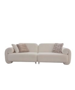 DANUBE HOME Vivo 3 Seater Fabric Sofa - Beige, Stylish & Comfortable 3-Seater Couch for Living Room, Durable Wood Frame, Ideal for Home Decor, Size: L250xW95xH83cm
