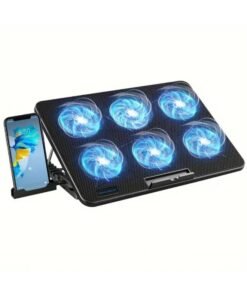 COOLCOLD Ultra Slim Laptop Cooling Pad - 6 Quiet LED Fans for Efficient Cooling, Adjustable Fan Speed, USB Powered, Portable Design for 13-17 Inch Laptops, Ideal for Gaming and Everyday Use,With mobile phone holder
