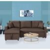 MAF furniture Diwan Sofa Cum Bed With Cushions L-Shaped Storage Space | Convertible Living Room Furniture Maf-S05- Brown