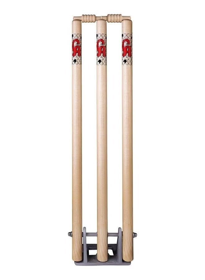 CA Sports Wooden Cricket Wicket Stumps with Spring Stand