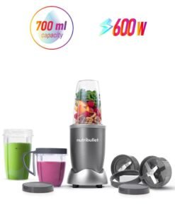 nutribullet 9-Piece Accessories 600W High-Speed Bullet Blender, Multi-Functional Nutrient Extraction, Smoothies Maker, Easy Cleanup, NBR-1312M, 1-Year Warranty 700 ml 600 W NBR-1312M Grey