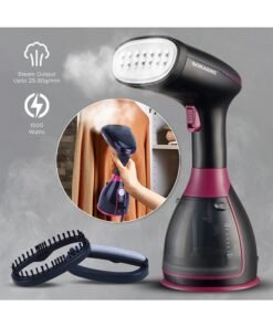 SONASHI Portable Handheld Garment Steamer |1500W| 280 ML| Upto 30g/min Continuous Powerful Steam | 35 Sec Fast Heat-up| Ultra Easy Wrinkle Remover| Travel-Friendly | with Fabric Brush / Hair Brush & Cup | SGS-327 Black/Pink 280 ml 1500 W SGS-327 Black/Pink