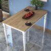 Home Canvas JA104 Kitchen Table Dining Table Basket Walnut - White