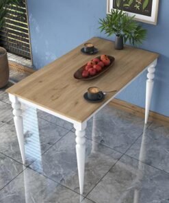 Home Canvas JA104 Kitchen Table Dining Table Basket Walnut - White