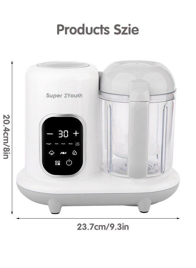 Super ZYouth 4 in 1 Baby Food Processor, Baby Food Maker with Smart Control, Multifunctional Steaming Blender with Steam Pot, Auto Cooking and Grinding, Warming Milks, BPA Free