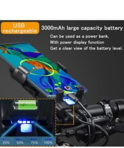 Alternative view of BESTPEAK Cycling Bicycle Phone Holder   Cycling Phone Mounts  Bike Phone Holder  Bike Light  4-in-1 Bicycle Light Set with Phone Holder & Power Bank  Auto-Sensing Night Mode, IPX5 Waterproof USB-C Fast Charge  Horn & 3 Modes Ultra-Bright LED ，Bike Phone Holder with Light Flashlight Anti-Off Phone Holder for Road/Mountain/Night Cycling Safety