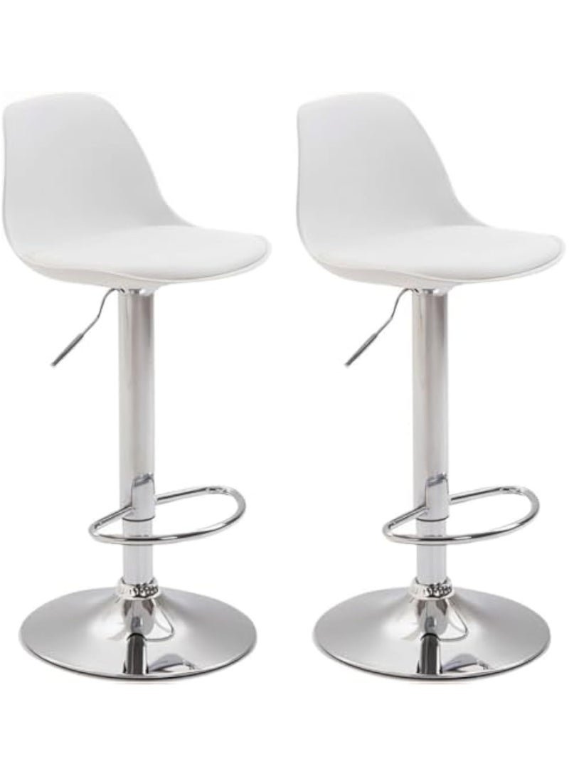 MAPLE HOME DECORATION Maple Home Decoration Swivel High Chair Bar Stool Adjustable Up Down Stainless Steel Base Office Restaurant Furniture (White 2 Pcs)