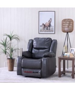 DANUBE HOME Marji 1 Seater ManuaAir Leather Recliner With Cupholder and Storage Modern Design One Seat Relaxing Chair Living Room Furniture 97x94x104cm Dark Grey