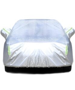 GROIC Multi-Layers Car Cover Waterproof All Weather for Automobiles, Outdoor Full Cover Windproof, Sand proof, Rain proof, UV proof Car Covers with Zipper Door Car Protection White, YXL