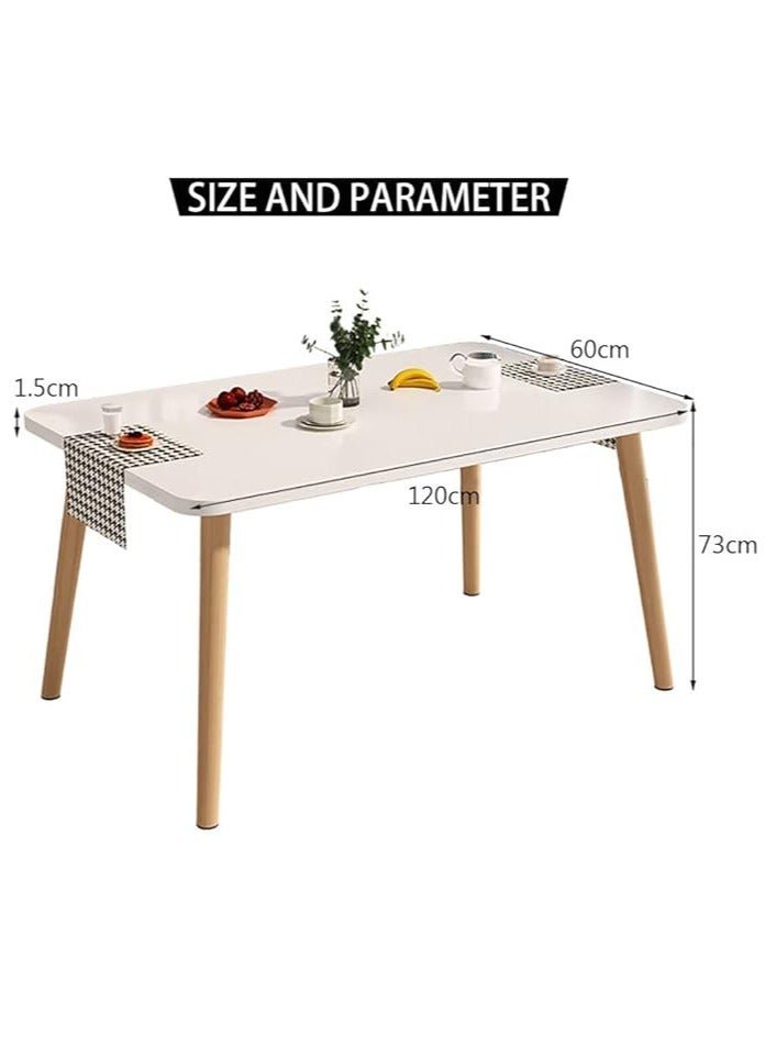 Dining Table, Modern Coffee Table Lunch Table with Solid Wooden Legs, Simple Square Side Desk Kitchen Table for Small Space Like Home Living Room Kitchen Dining Room Lounging Cafeterias (Retangular, 120 * 60 * 73CM) - Image 2