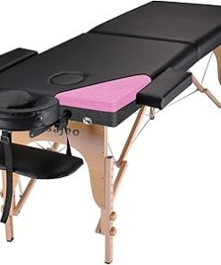 Masajeo Professional Massage Table Portable Massage Bed for Spa Salon Tattoo Esthetician Lash Reiki, Adjustable Height 84" Long & 500 LBS Load Capacity, Black