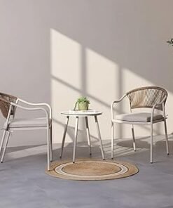 Vitara Balcony Set 2+1 |Table And Chairs Set | All Weather 3 Piece Bistro Set With Coffee Table | Modern Design Furniture For Outdoor Garden - Multi Color