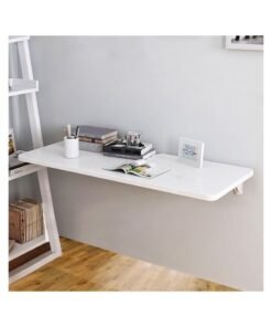 VITION Computer Wall Mount Stand Folding Wall-Mounted Drop-Leaf Table, Metal Folding Shelf Bench Table Bracket (40 X 100 cm) White