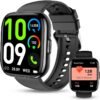 Smart Watch for Women Men, 1.85'' HD Touch Screen Fitness Tracker with Bluetooth Answer/Make Call, IP68 Waterproof with Heart Rate Sleep Monitor 100 Sports Modes for Android iOS (Black)
