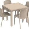 Cedarattan 4 Seater Outdoor Dining Set of Table & Chairs, Warm Taupe