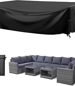 Patio Furniture Covers Waterproof Outdoor Table Sofa Set, Covers with Upgraded 420D Material, 4 Windproof Buckles Rectangular Heavy-Duty Large (350*260*70CM)
