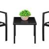 3 Pieces Patio Furniture Set Outdoor Patio Conversation Textilene Bistro Set Modern Porch Lawn Chairs with Coffee Table for Home and Balcony (Black)