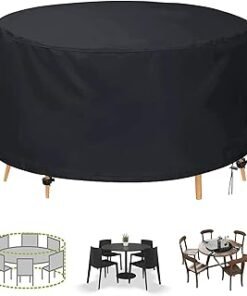 Outdoor Patio Table Cover, Waterproof Oxford Fabric with UV Protection, Dustproof Outdoor Furniture Protector for Garden Bistro Sets (Black, 148X60CM)