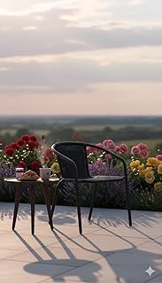 Deep Sleep Modern Garden Patio Dining Chair – Stylish Outdoor Poly Rattan Chair, Weather-Resistant & Durable Furniture, Comfortable Seating | Design for Patio, Balcony & Garden|Black