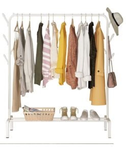 DubaiGallery Clothes Rail Stand White for Indoor Outdoor, Clothing Hanger Stand Single-pole Rod Drying Stand Rack For Balcony Hanging Clothes Heavy Duty Steel