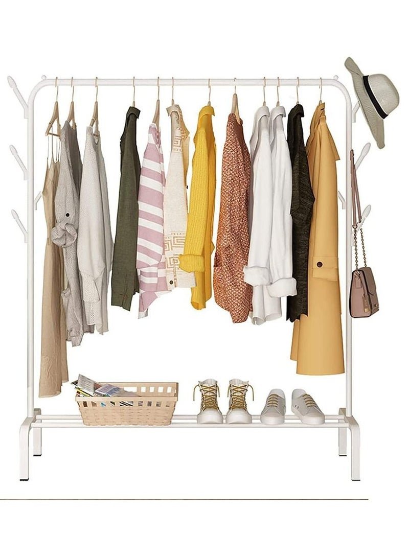 DubaiGallery Clothes Rail Stand White for Indoor Outdoor, Clothing Hanger Stand Single-pole Rod Drying Stand Rack For Balcony Hanging Clothes Heavy Duty Steel