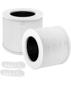 2-Pack Core Mini H13 True HEPA Replacement Filter for LEVOIT Air Purifier - 3-Stage Carbon Cleaner for Home Bedroom Dorm, Pure Air for Dust Allergens Odors, Replaces Core Mini-RF (White)