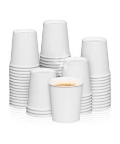 MARKQ [50 Cups] 8 oz. White Paper Cups - Disposable Hot/Cold Beverage Cup for Water, Juice, Tea