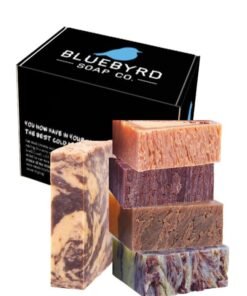 BLUEBYRD SOAP CO. Bluebyrd Gourmet Assorted Handmade Soap Bars for Women & Men | Large, 25 oz Gift Set of 5 Natural Cleansing Bars - Chocolate Orange, Coffee, Mocha, Mint Chocolate | Vegan Soap Gift (Gourmet)