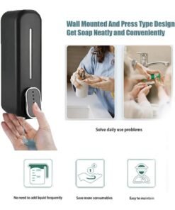 Black Wall Mounted Soap Dispenser, Single Chamber, 300ML, Shampoo, Conditioner, Body Wash, Commercial, Home, Shower Gel, Soap Dispenser