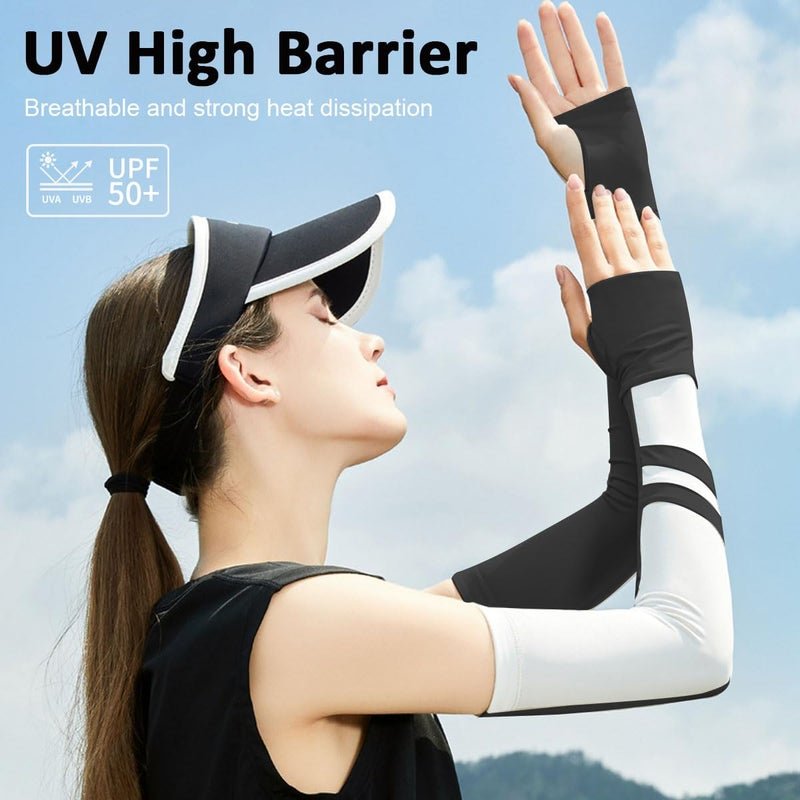 PALAY® Hand Gloves for Sun Protection with Arm Sleeves for Women, Nylon Ice Silk Sun Protection Gloves Women Cooling UV Hand Cover Arm Sleeves for Bike Riding - Anti-slip - Image 4