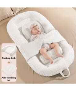 ZCM-HAPPY Snugly Fit Baby Crib Sleeping Bed Nest with Anti-Vomiting Pillow, Portable Infant Lounger and Soothing Sleep Mat