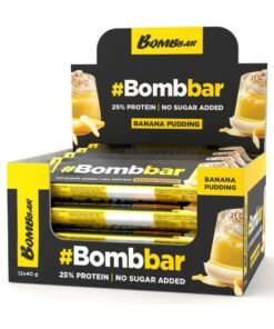BOMBBAR Protein Bar with Banana Pudding Flavor No Sugar Added 12x40g