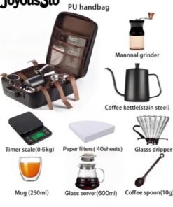 JoyousSto 9-Piece V60 Pour Over Coffee Maker Set Coffee Kettle Scale, Coffee Dripper All in 1 Traveling Camping Manual Coffee Kit Coffee Gift Set