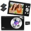 AMBERJACK 4K Digital Camera, 48MP Autofocus Camera with 32G Memory Card 16X Digital Zoom, Compact Camera with 2.8 Inch Screen ,Compat Digital Camera for Kids Teens Students Boys Girls (Black)
