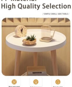 MIXDE 2 Tier Coffee Table, Round End Table Sturdy Bedroom Guest Room Bedside Corner Table With Storage Function For Home Office Decoration 40 * 40 * 44cm
