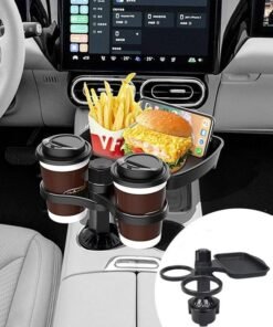 Motim 360 Rotatable Car Tray, Phone & Drink Holder, Multifunctional Cup Holder Cell Phone Holder Tray, Cup Holder Expander Tray,  Stay Organized, Ideal for Dining, Work, Entertainment, Travel