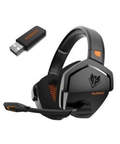 NUBWO G06 Wireless Gaming Headset,Over-Ear Gaming Headphone with Microphone for PS5, PS4, PC, and Switch, Ergonomic Design,Black/Orange