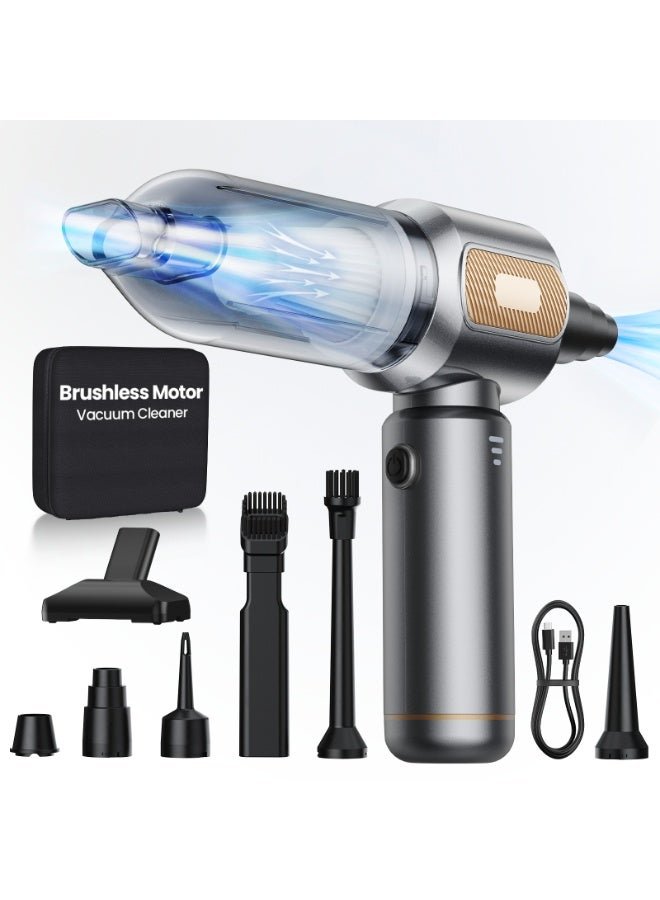 Kingone Car Vacuum Cleaner Cordless, 22000PA High Power Strong Suction Handheld Vacuum, 4 in1 Portable Compressed Air Duster, Rechargeable Mini Vacuum with 3 Speed Modes for Car, Home, Office