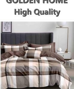 GOLDEN HOME 6 Piece King/Queen/Single size, brown and beige duvet cover set. set includes 1 Comforter Cover, 1 Fitted Bedsheet, 4 Pillowcases