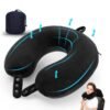 Arabest Memory Foam U Shape Travel Neck Pillow for Head Support Soft Adjustable Pillow for Plane, Car Home Office Black 30x30x8cm